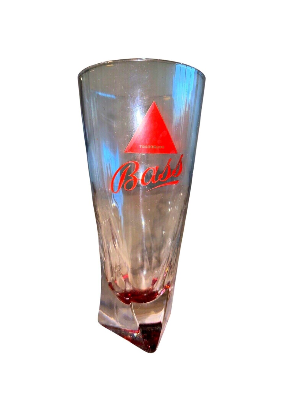 VINTAGE Bass Ale Beer Pint Glass Retro Red Triangle